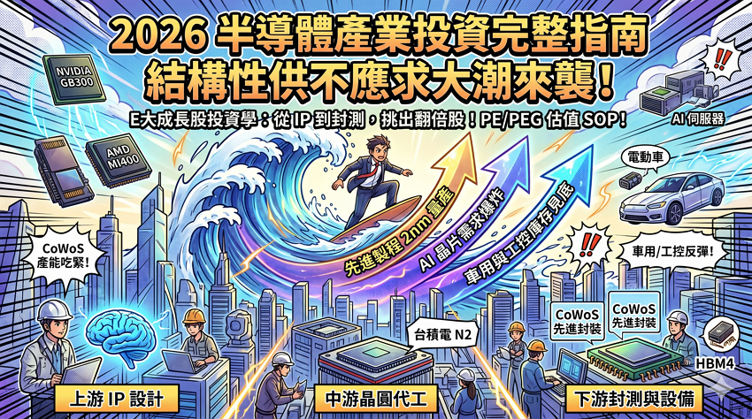 【2026 半導體投資全攻略】從台積電 2nm 到 AI 供應鏈：成長股選股邏輯與估值解析