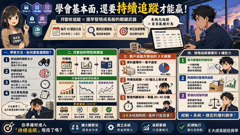 【2026 實戰篇】學完基本面還是選錯股？拆解月營收追蹤 3 大瓶頸與進階策