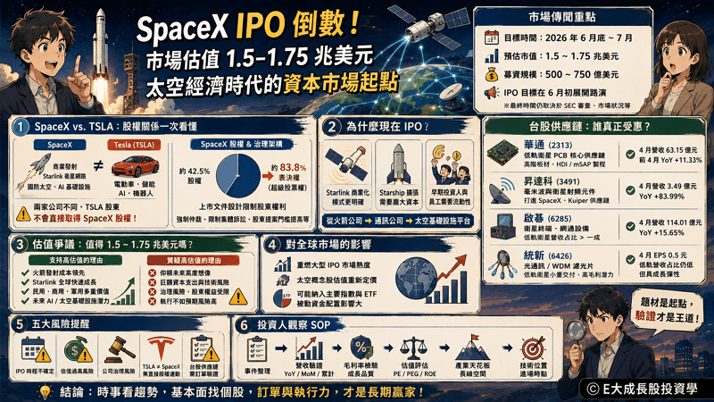 SpaceX 傳 6 月啟動史上最大 IPO！2026 台灣低軌衛星概念股與供應鏈全解析