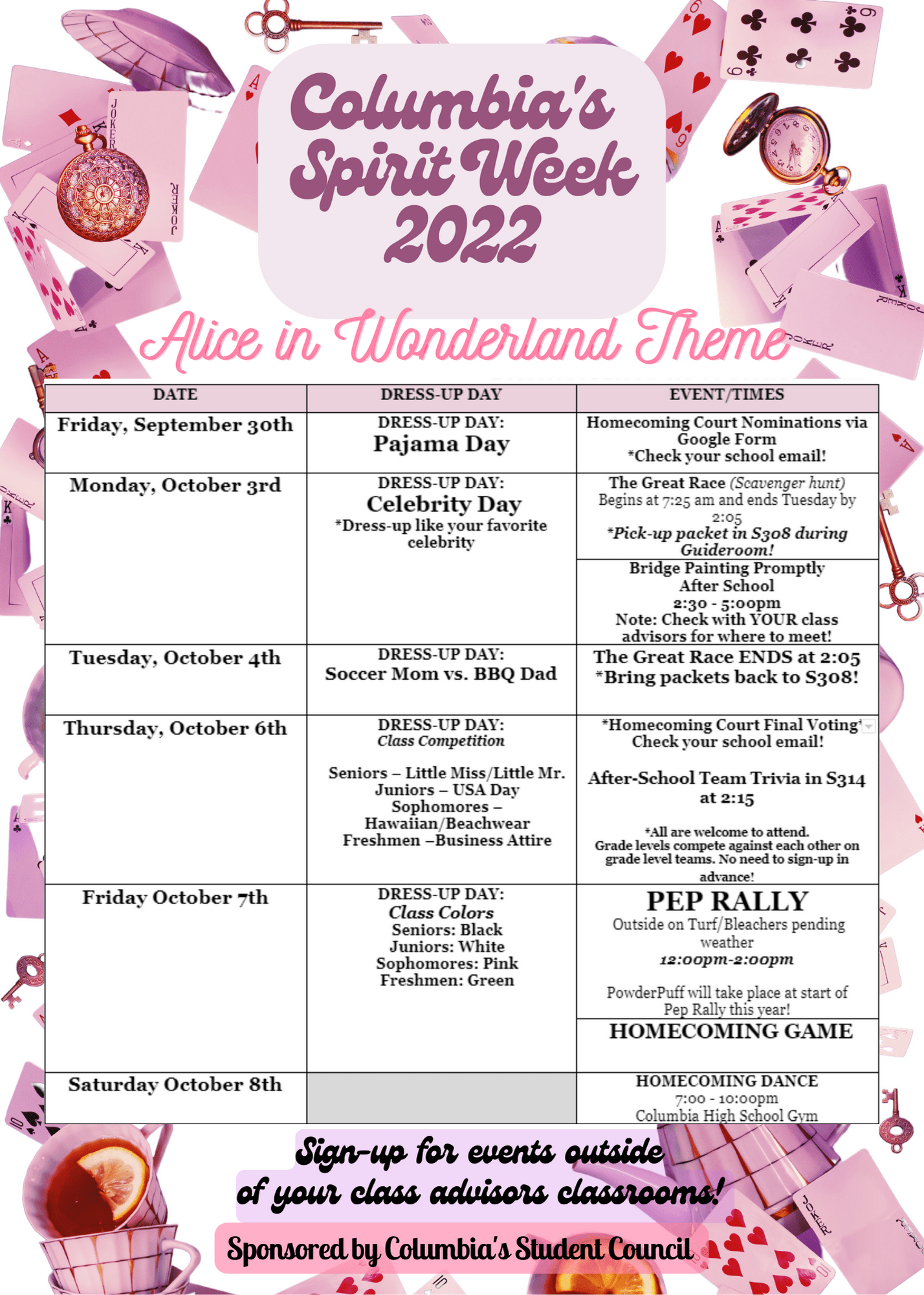 Columbia Spirit Week Schedule East Greenbush CSD