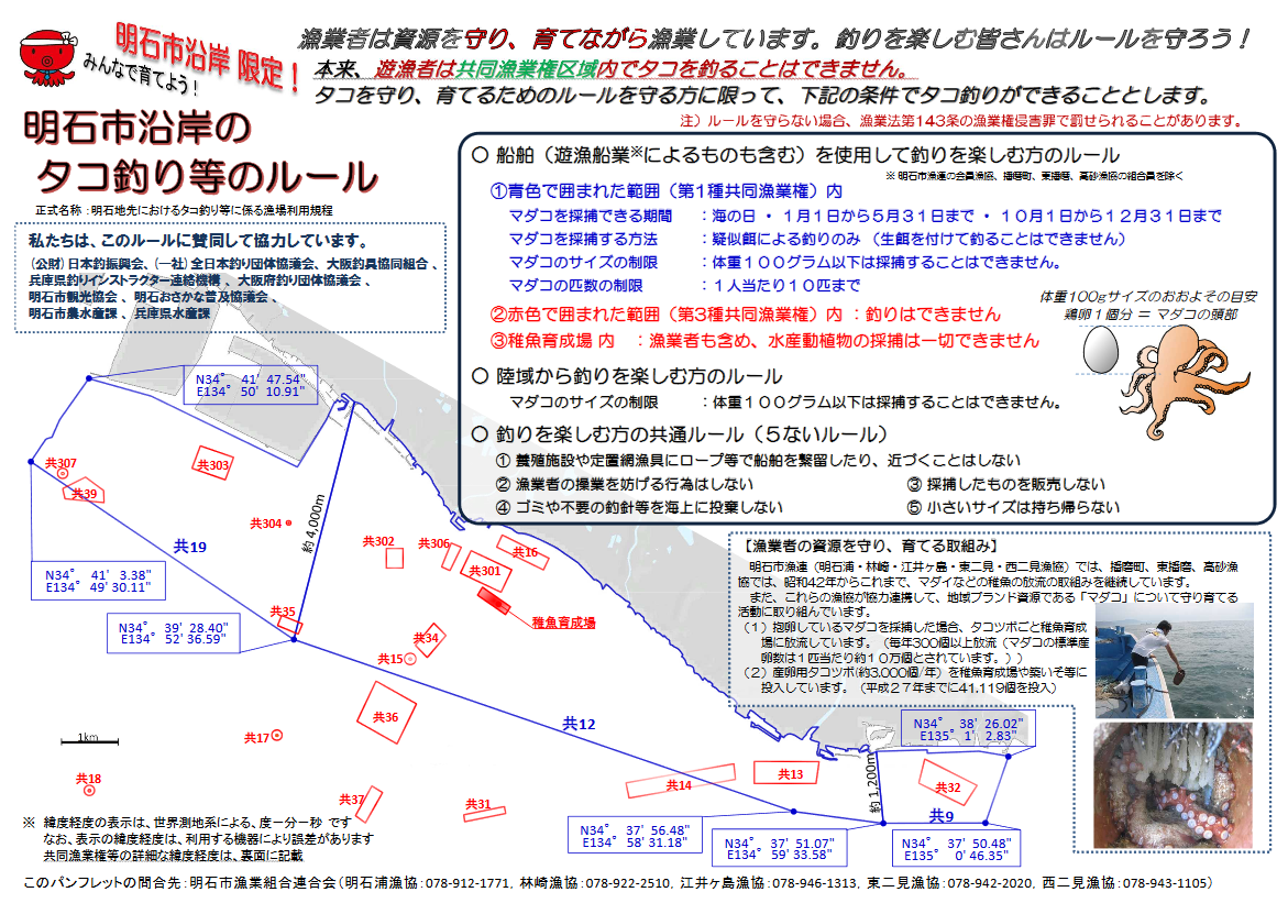 明石タコの釣りルール 6月から9月に明石タコは法規制があります