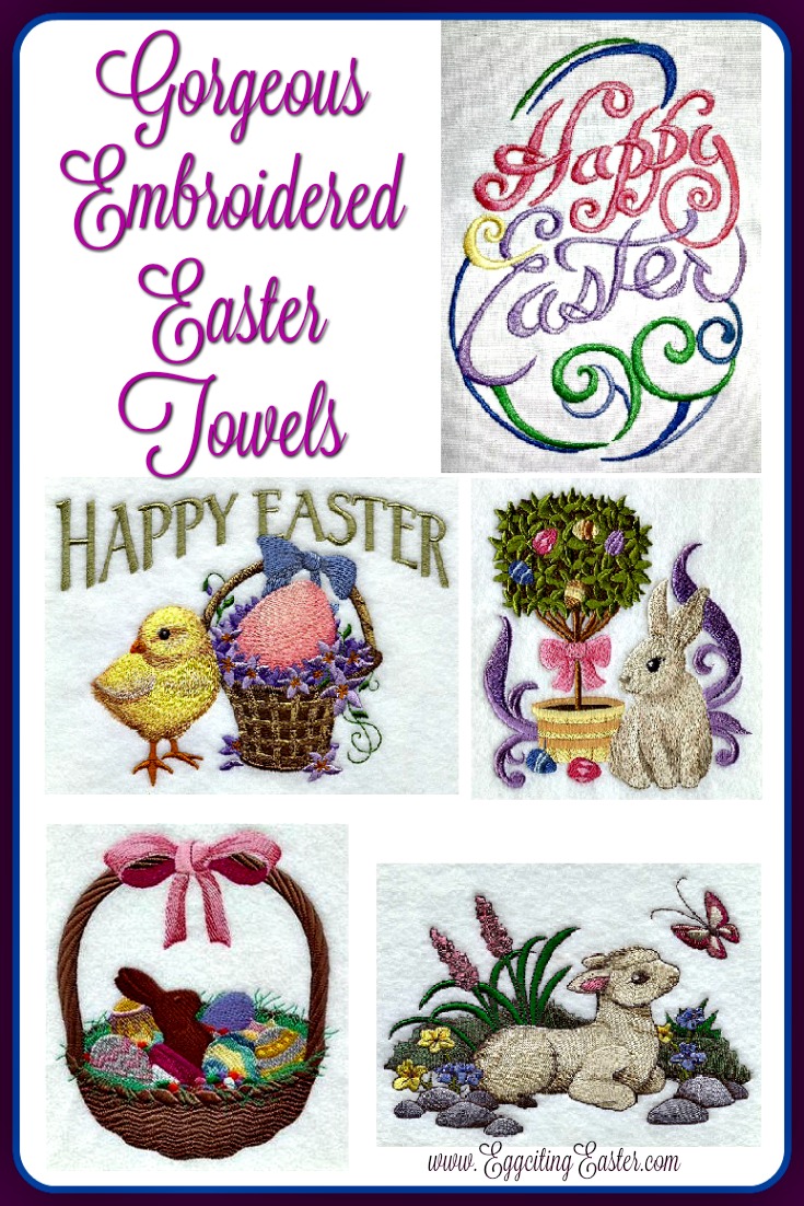 Embroidered Easter Hand Towels Eggciting Easter