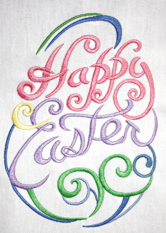 Embroidered Easter Hand Towels Eggciting Easter