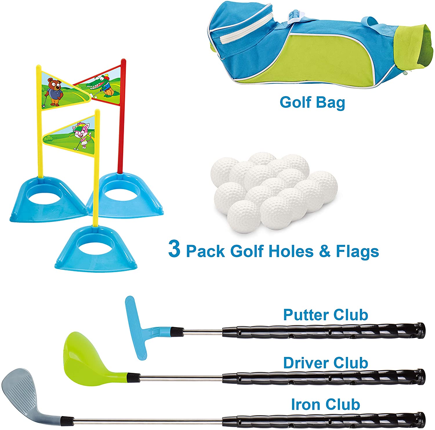 JOYIN Club Golf Comprehensive Toy Set with 3 Golf Clubs, 3 Club Heads