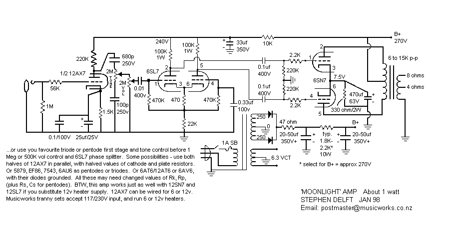 Moonlight Amp - 1 watt tube amp project