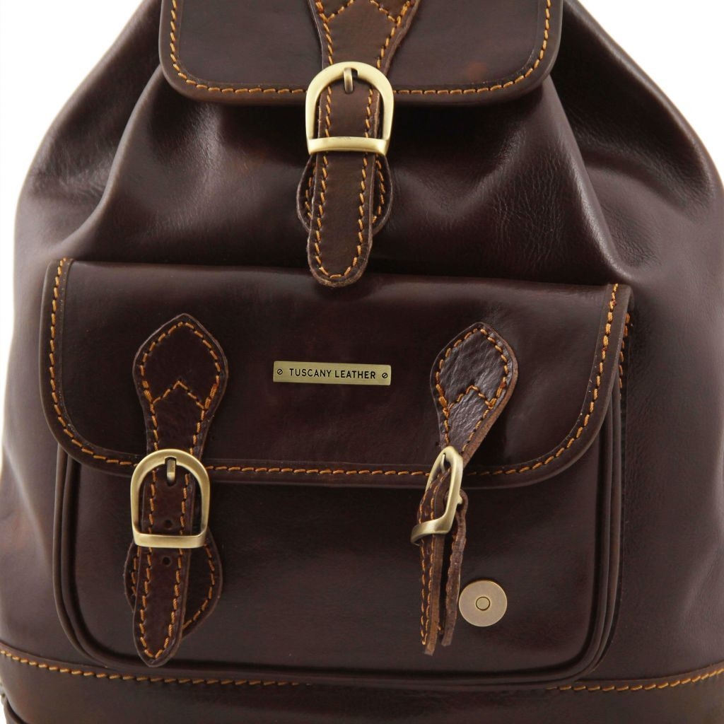 Tuscany Leather TL9039 Singapore Leather Backpack Dark Brown
