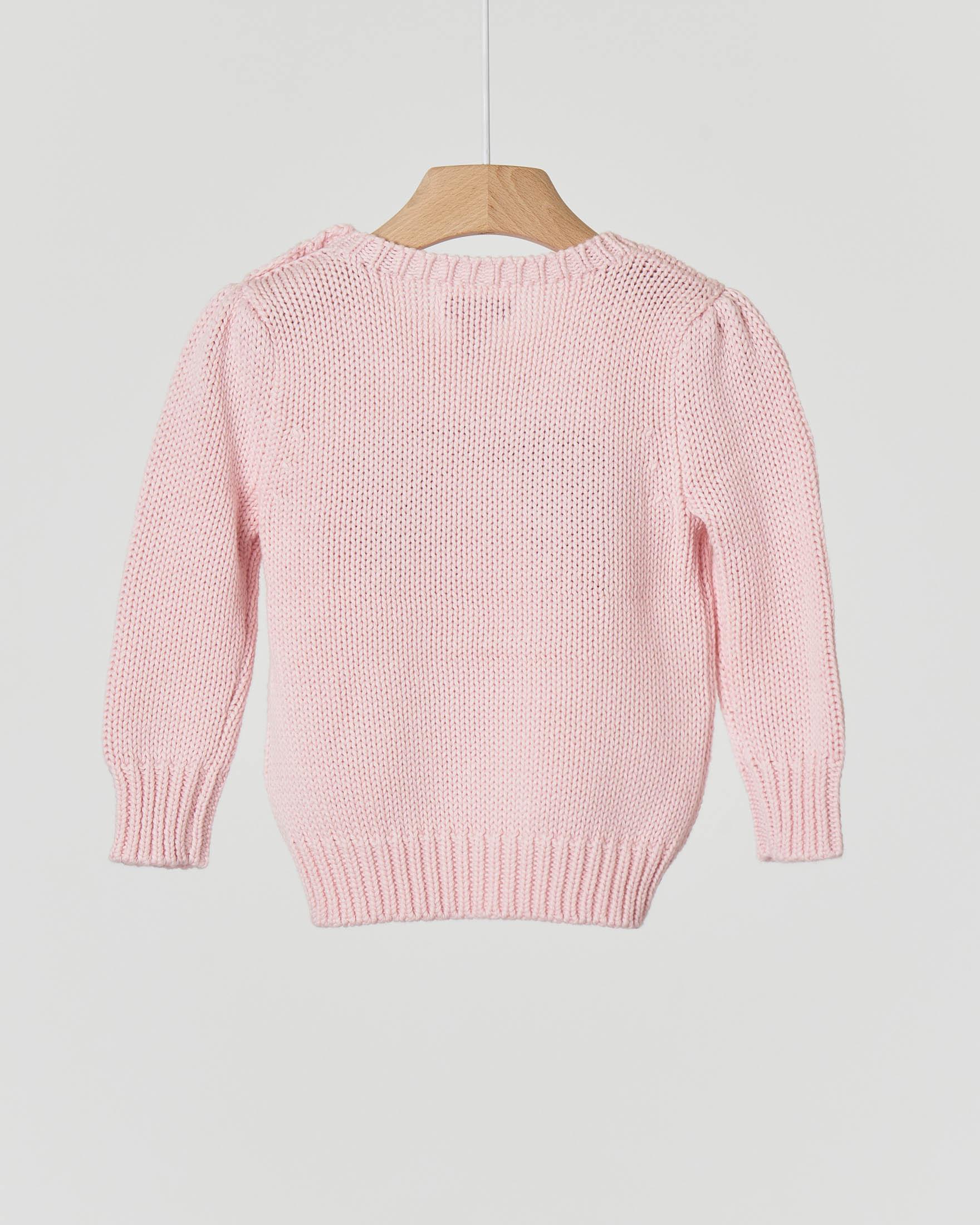 Maglia rosa girocollo in cotone con bandiera USA 1224 mesi