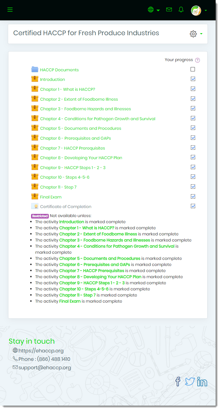 HACCP For Fresh Produce Table HACCP Training and Certification