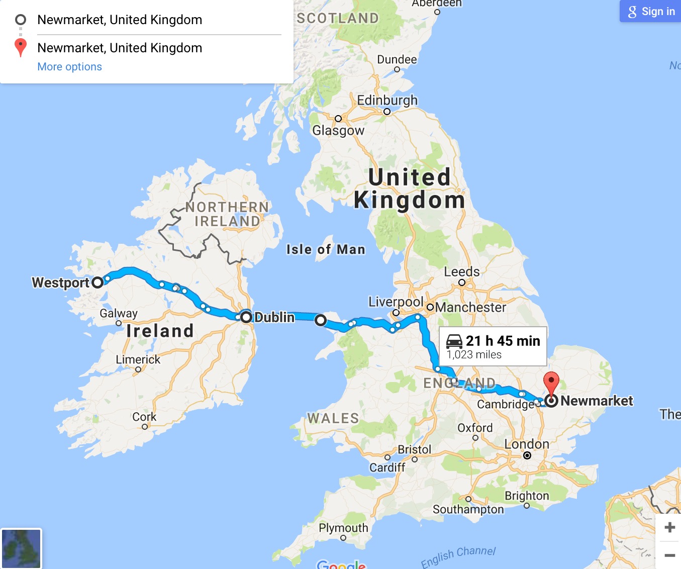 Newmarket to Ireland to Newmarket w/c 20th February EHB International