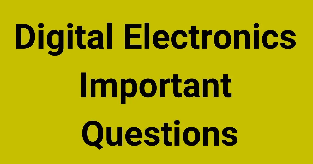 Digital Electronics Important Questions for Exam in Hindi