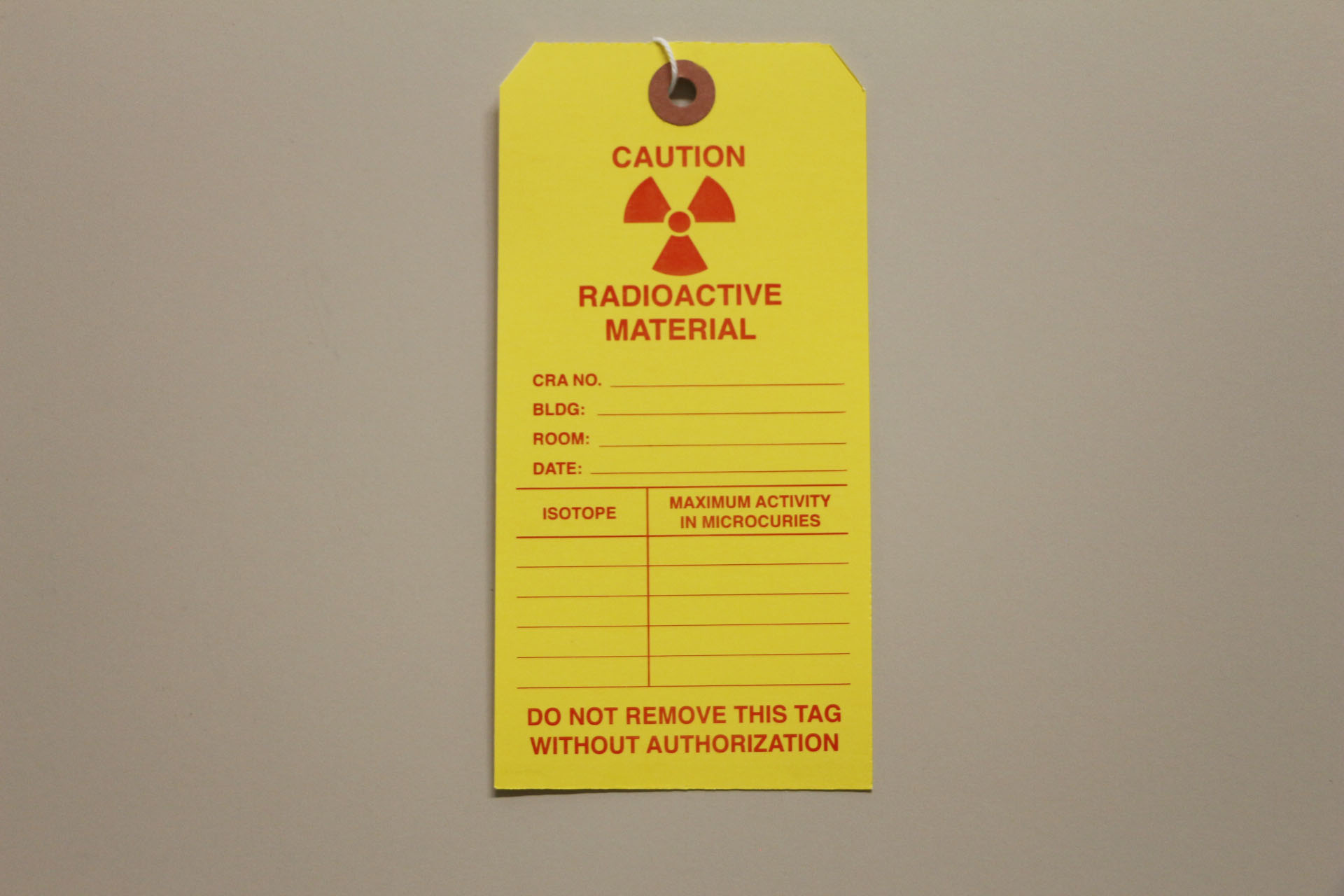 Radioactive Tag Stanford Environmental Health & Safety