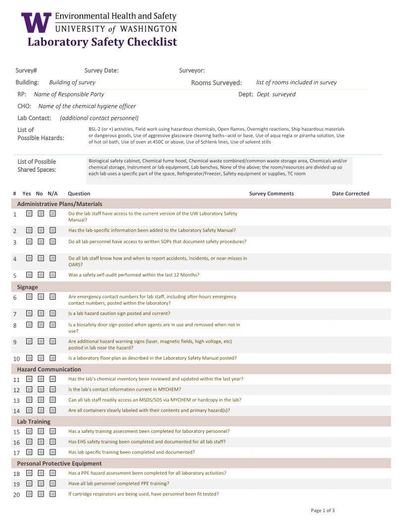 How do I perform a ‘lab safety selfaudit’? EHS