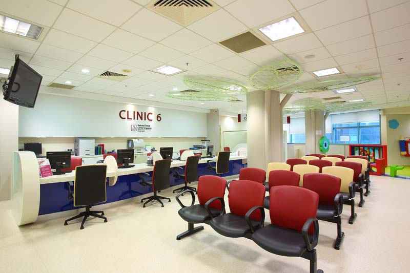 Clinic Front Office Counters & Waiting Area at National Dental Centre