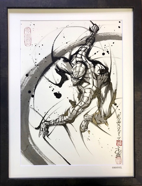 水墨画 アイアンマン、キャプテン・アメリカ、スパイダーマンらマーベル