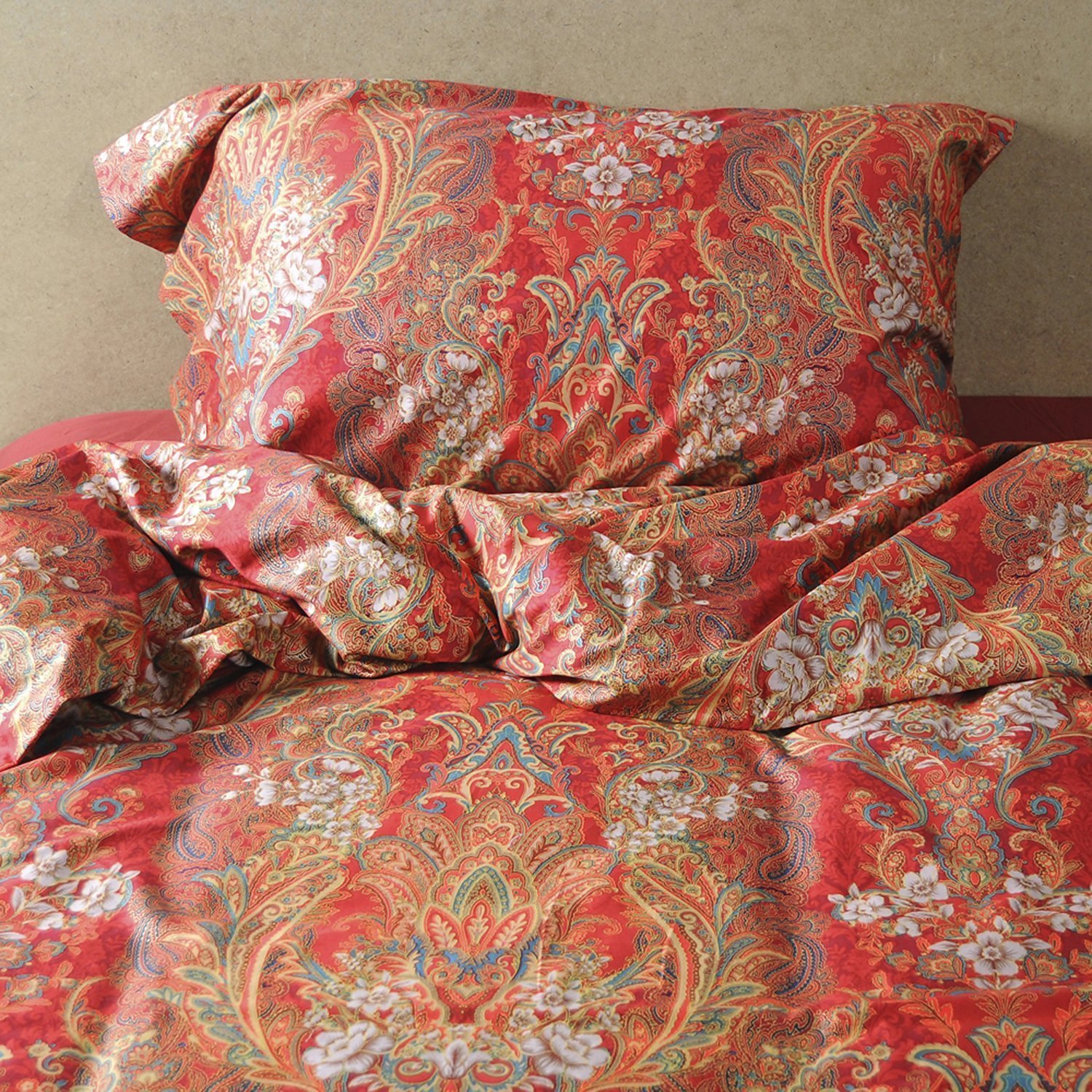 Boho Paisley Print Luxury Duvet Quilt Cover and Shams 3pc Bedding Set