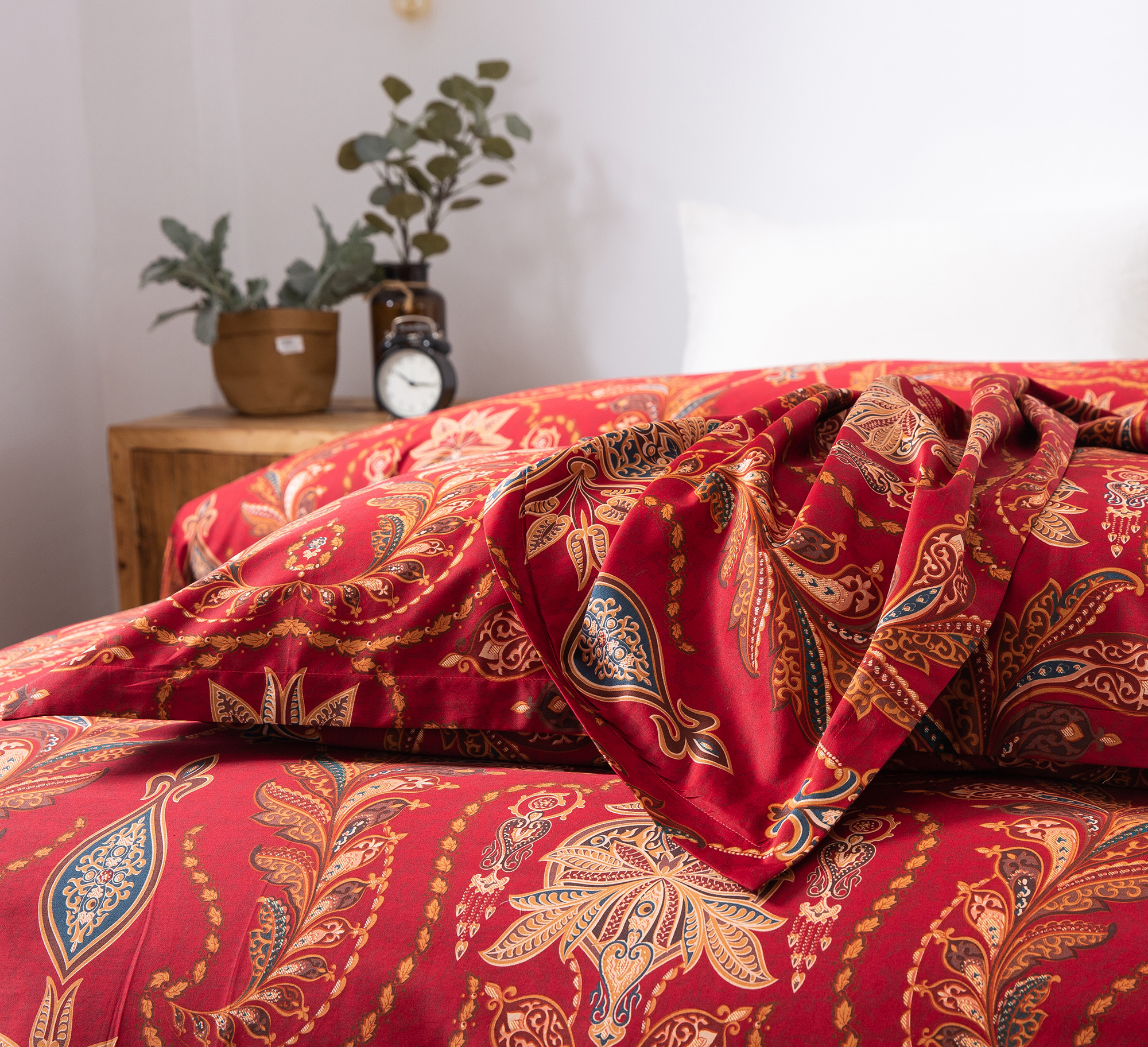 Italian Paisley Style Bedding 400TC Cotton 3pc Duvet Cover Set Boho