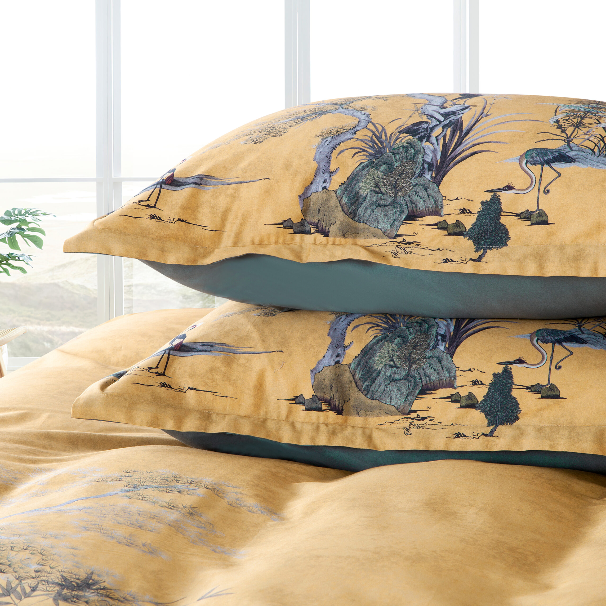Painted Chinoiserie Garden Print Bedding 400tc Cotton Sateen Duvet