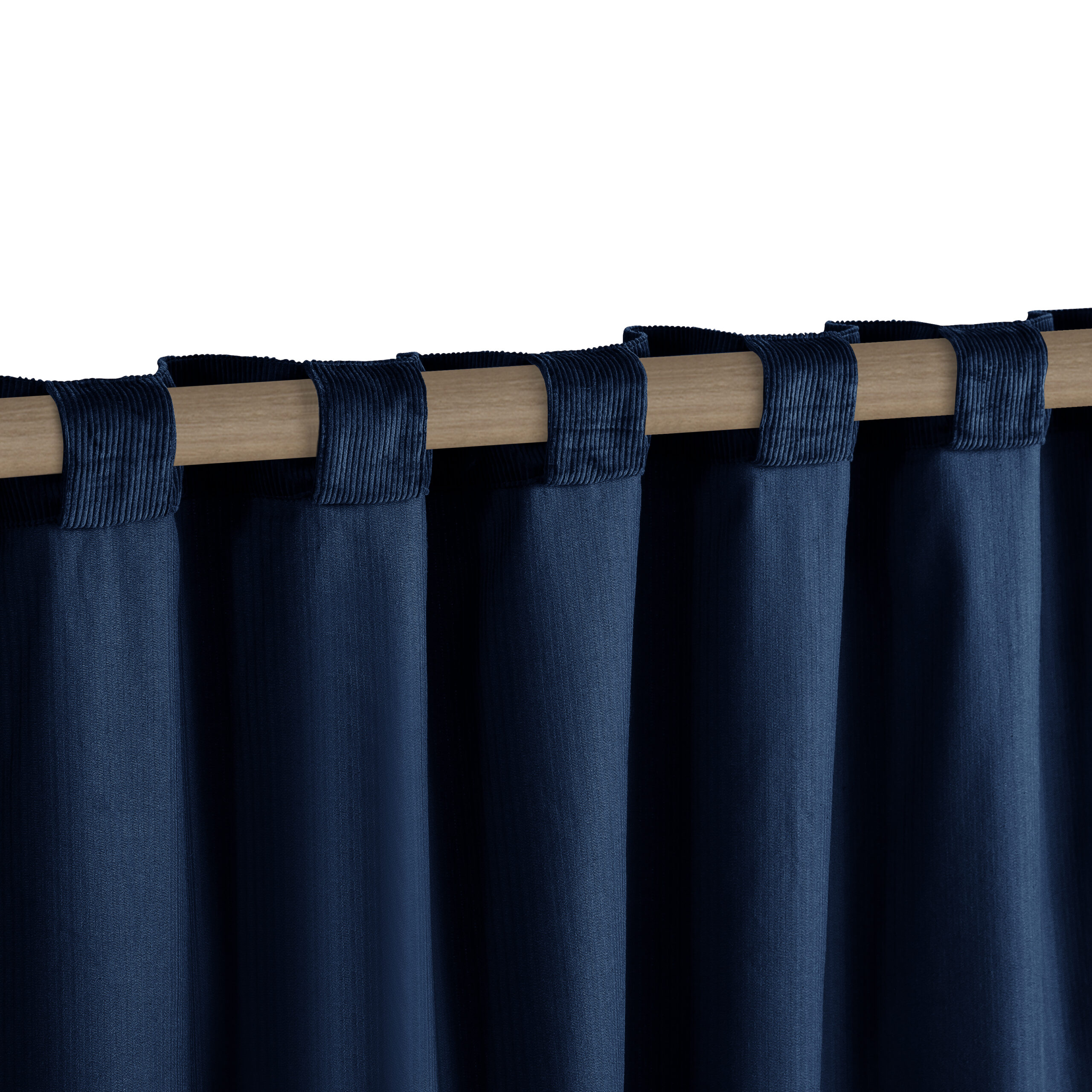 Corduroy Velvet Cotton Luxury Window Curtains 2pc Set Navy Blue [eikei]