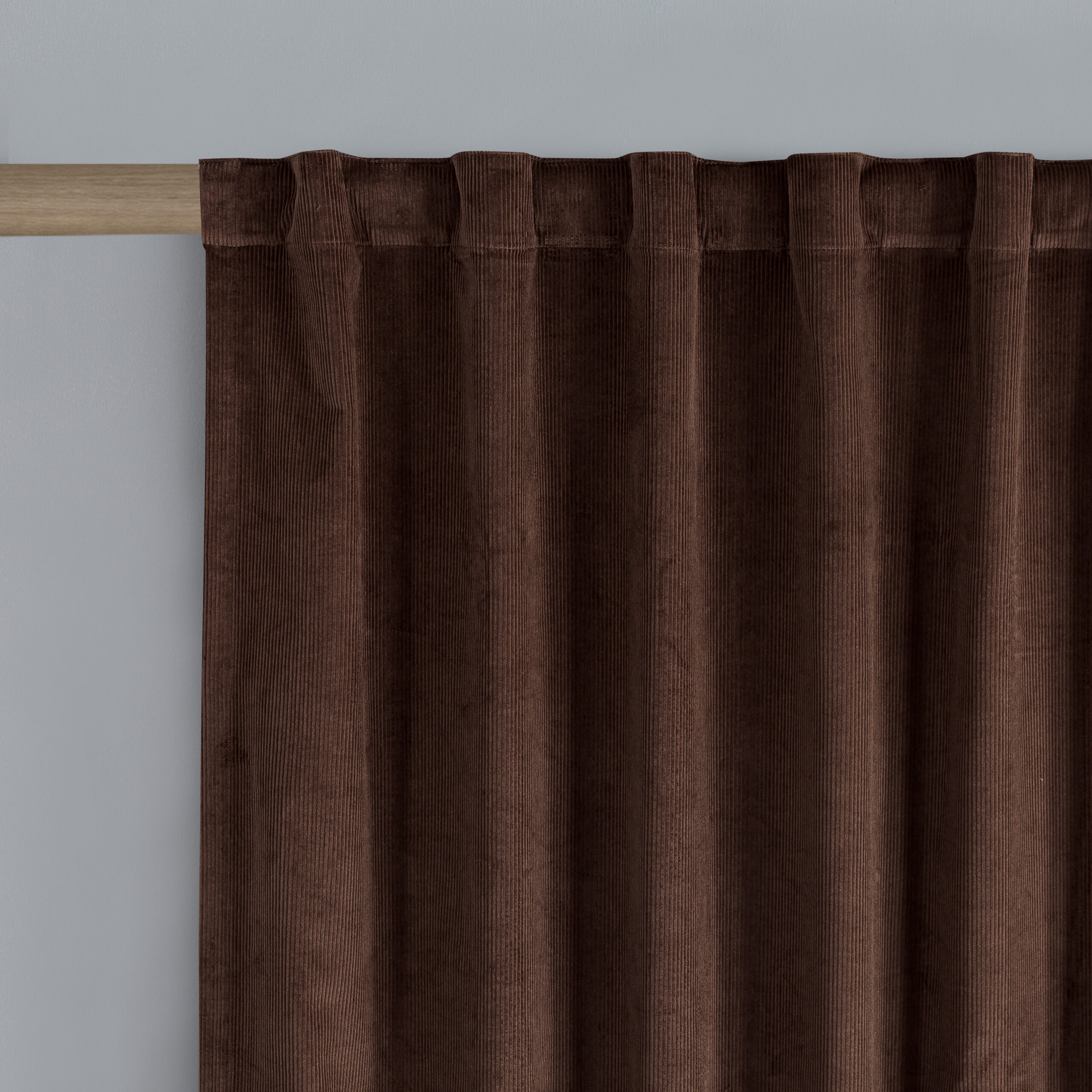 Corduroy Velvet Cotton Luxury Window Curtains 2pc Set Coffee Brown