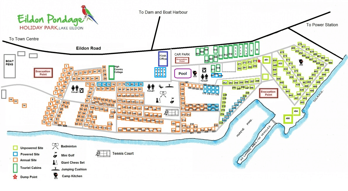 Facilities at Eildon Pondage Holiday Park Lake Eildon
