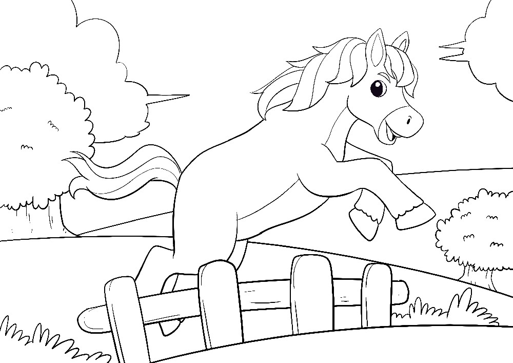 Ausmalbilder Pferde zum Ausdrucken Ein Pony mit wunderschönem Haar