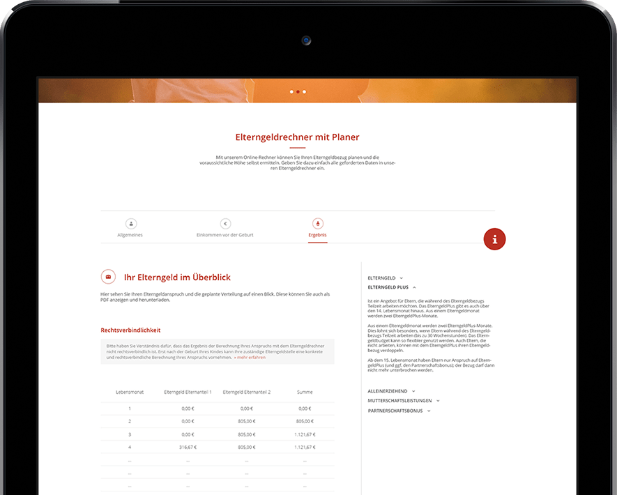 Elterngeldsoftware zum Erstellen von Elterngeldanträgen