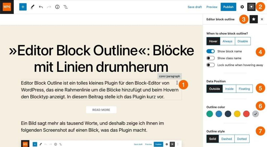 Das Plugin »Editor Block Outline« • Einstieg in WordPress
