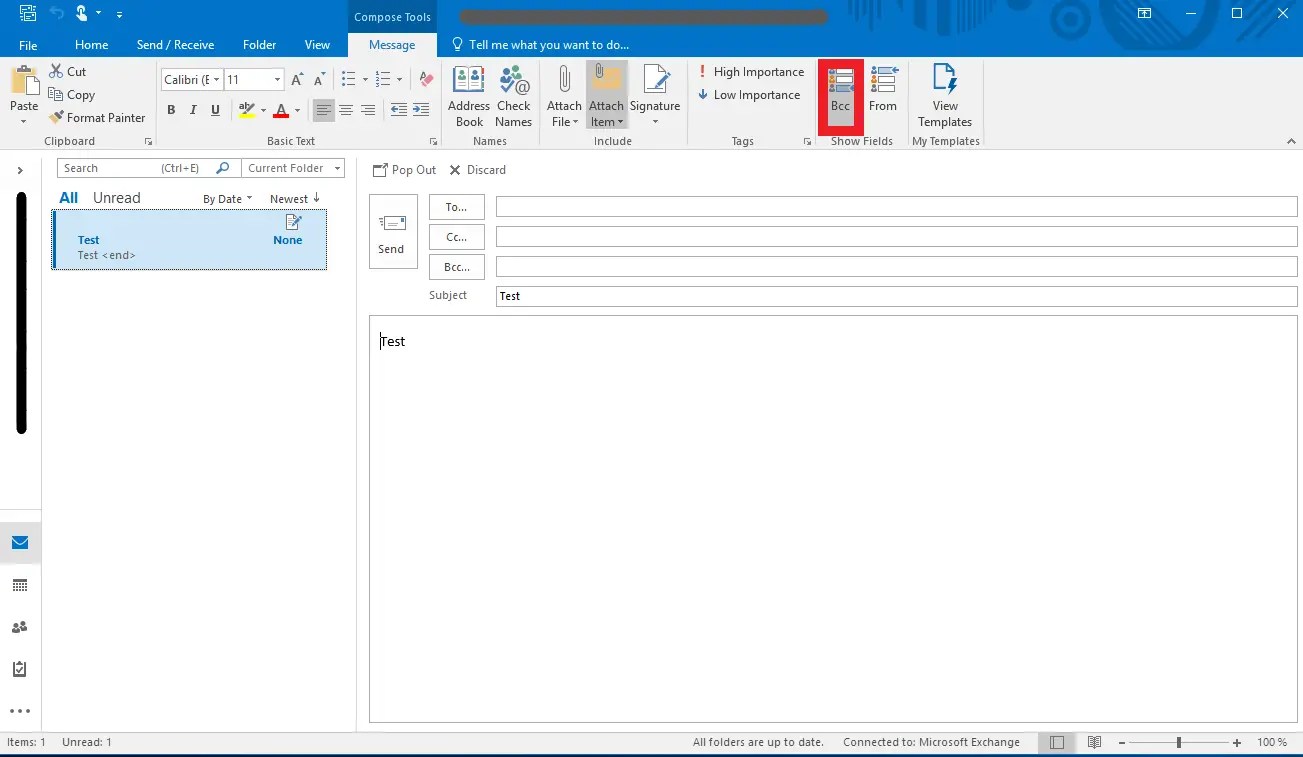 Aktivieren Sie die Blindkopie in Outlook