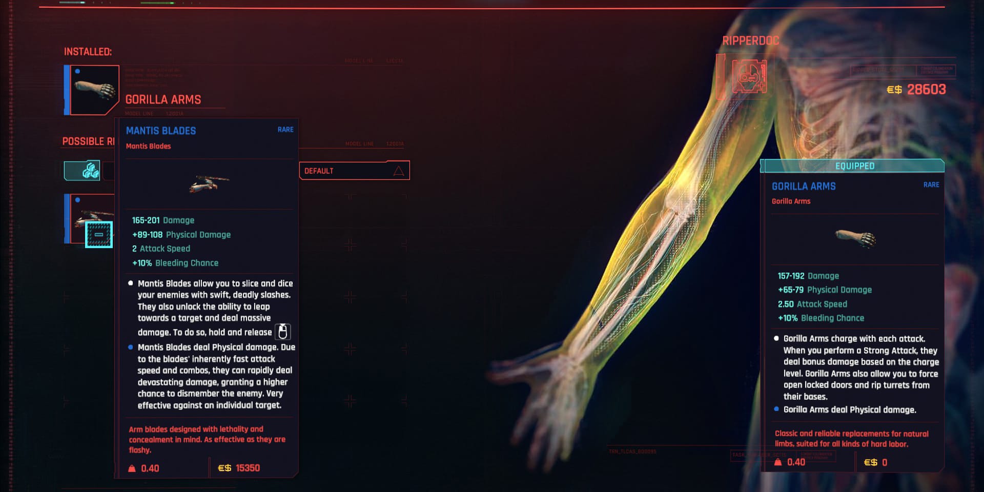 Arms Cyberpunk 2077 Cyberware EIP Gaming