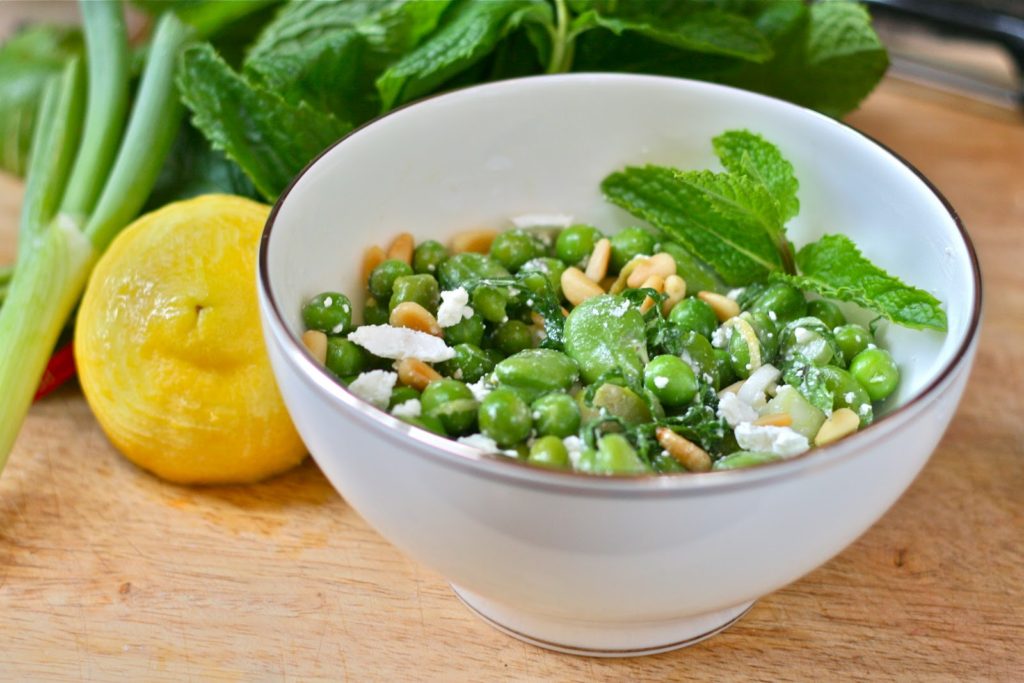 M is for Mint, English Pea & Fava Bean Salad e is for eat