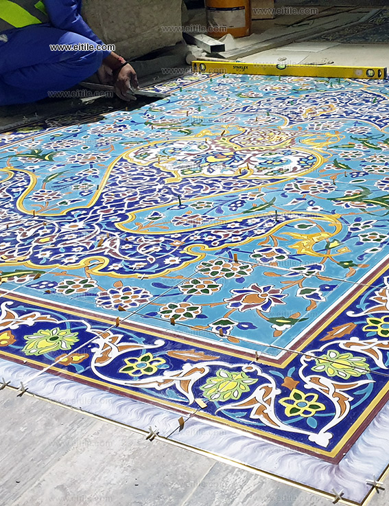 Floor handmade carpet tile project in Qatar, Doha OASIS amusement park