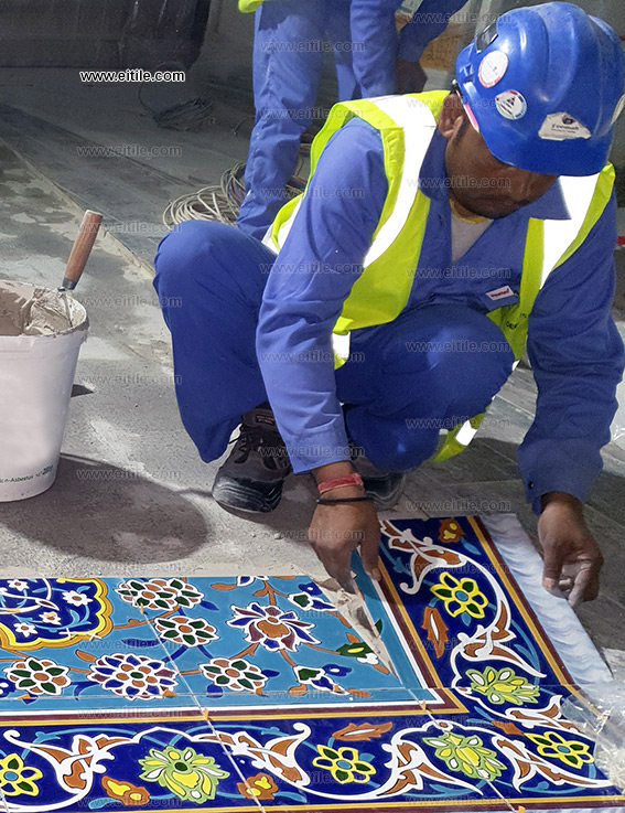 Floor handmade carpet tile project in Qatar, Doha OASIS amusement park