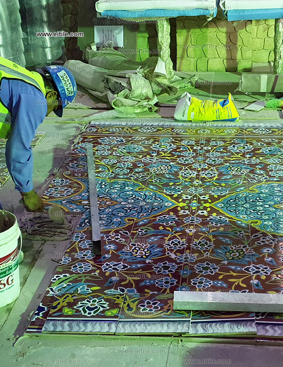 Floor handmade carpet tile project in Qatar, Doha OASIS amusement park