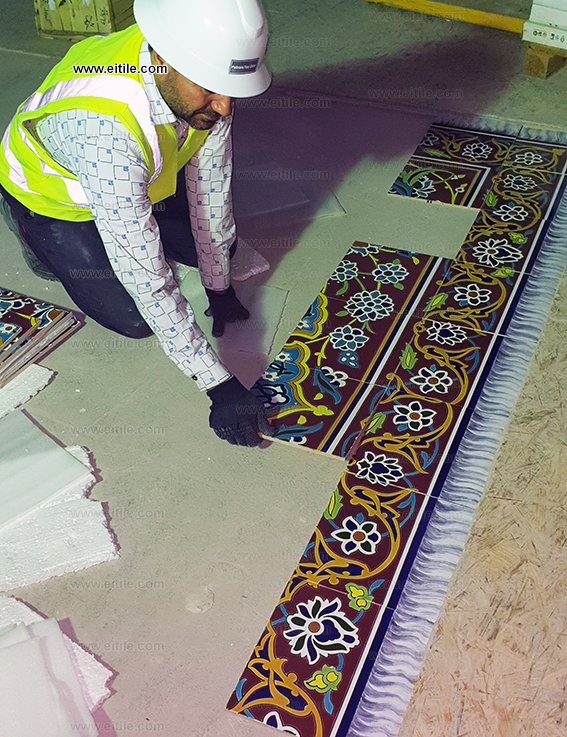 Floor handmade carpet tile project in Qatar, Doha OASIS amusement park