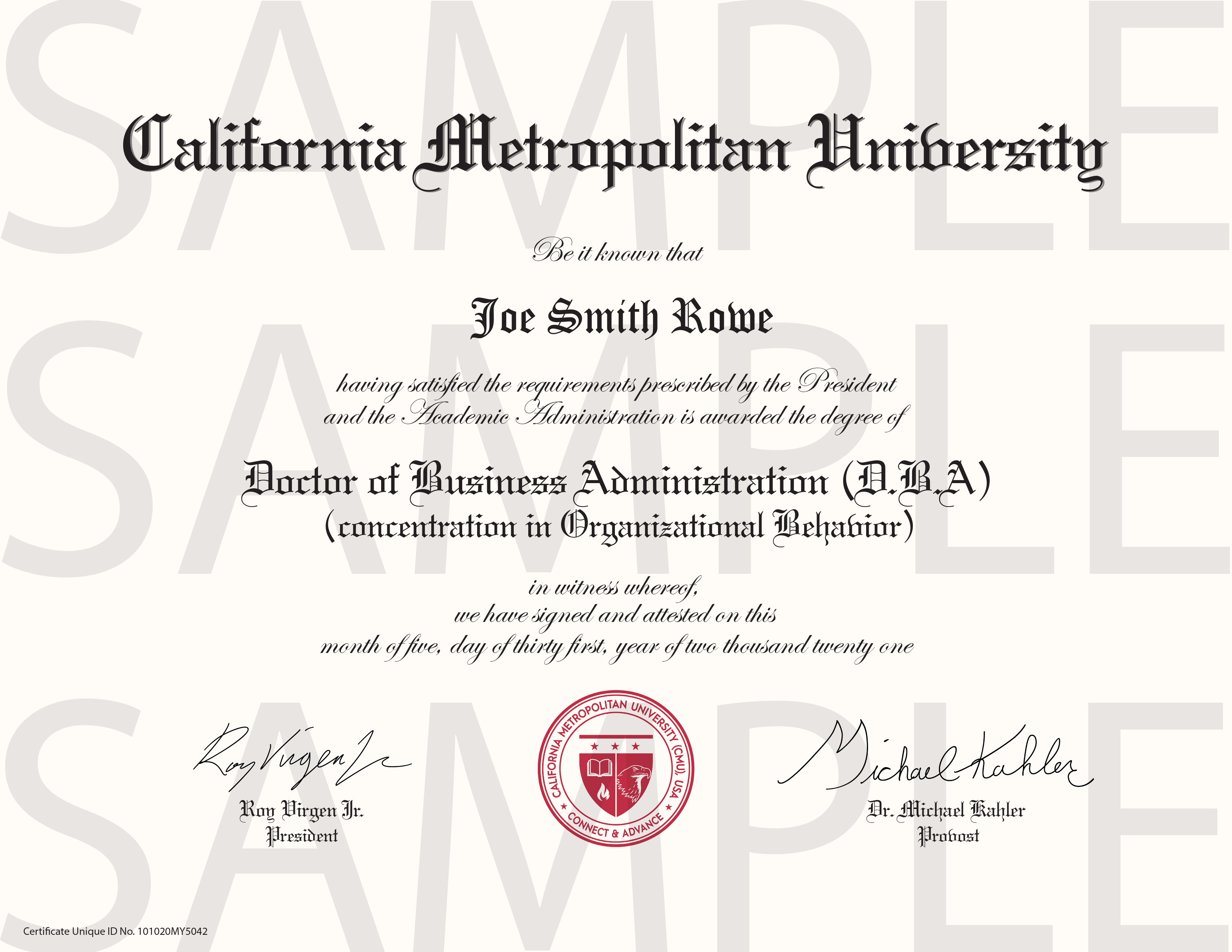 Doctor of Business Administration (D.B.A.) European International