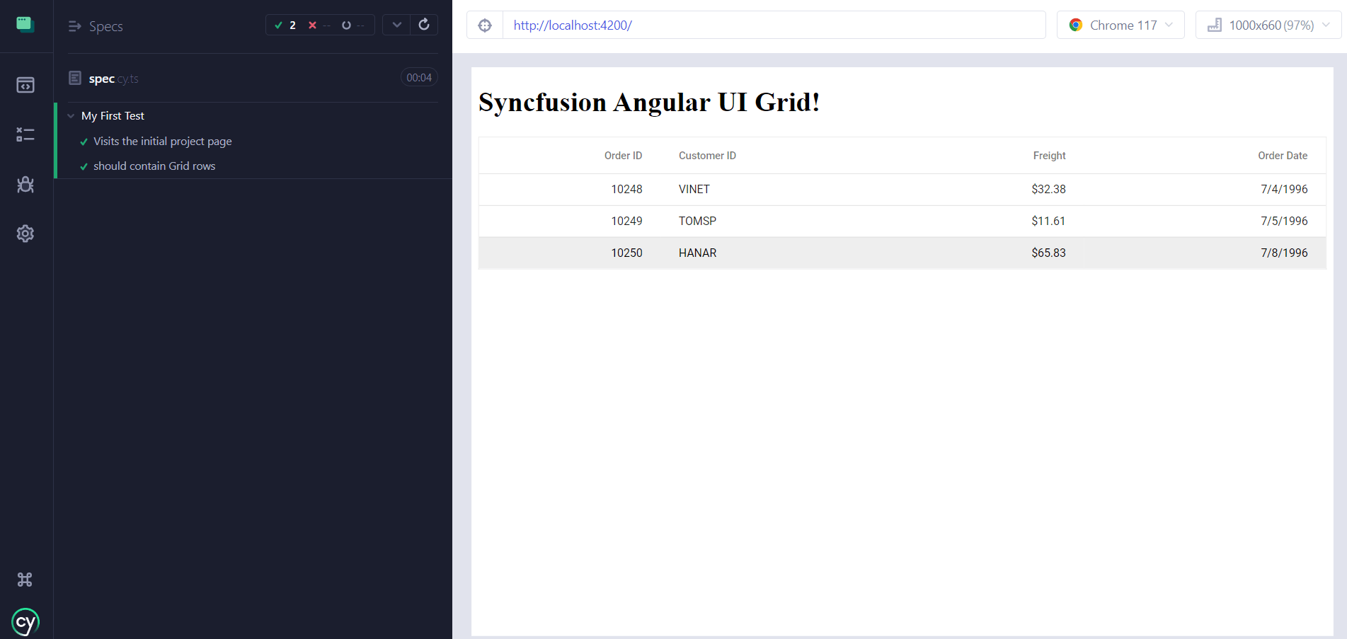 Angular Cypress Testing with Syncfusion Angular Component Syncfusion
