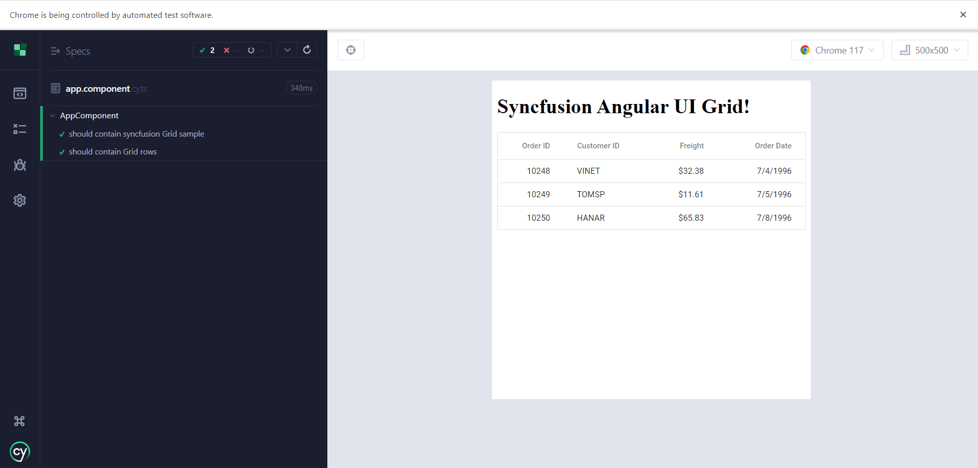 Angular Cypress Testing with Syncfusion Angular Component Syncfusion