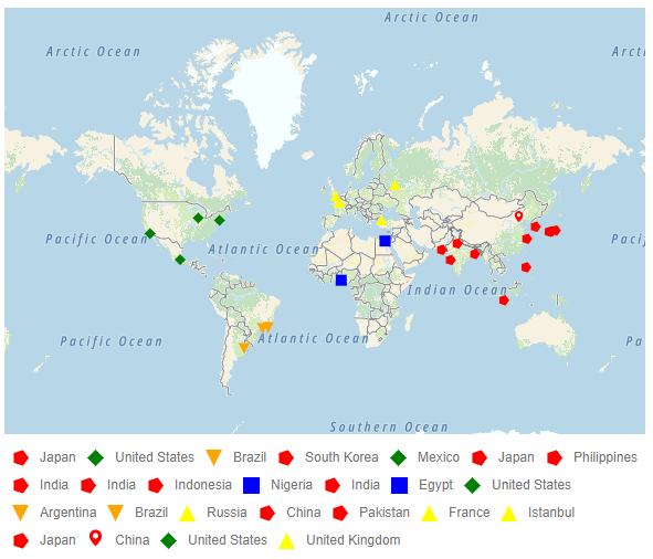 Other maps in Angular Maps component Syncfusion