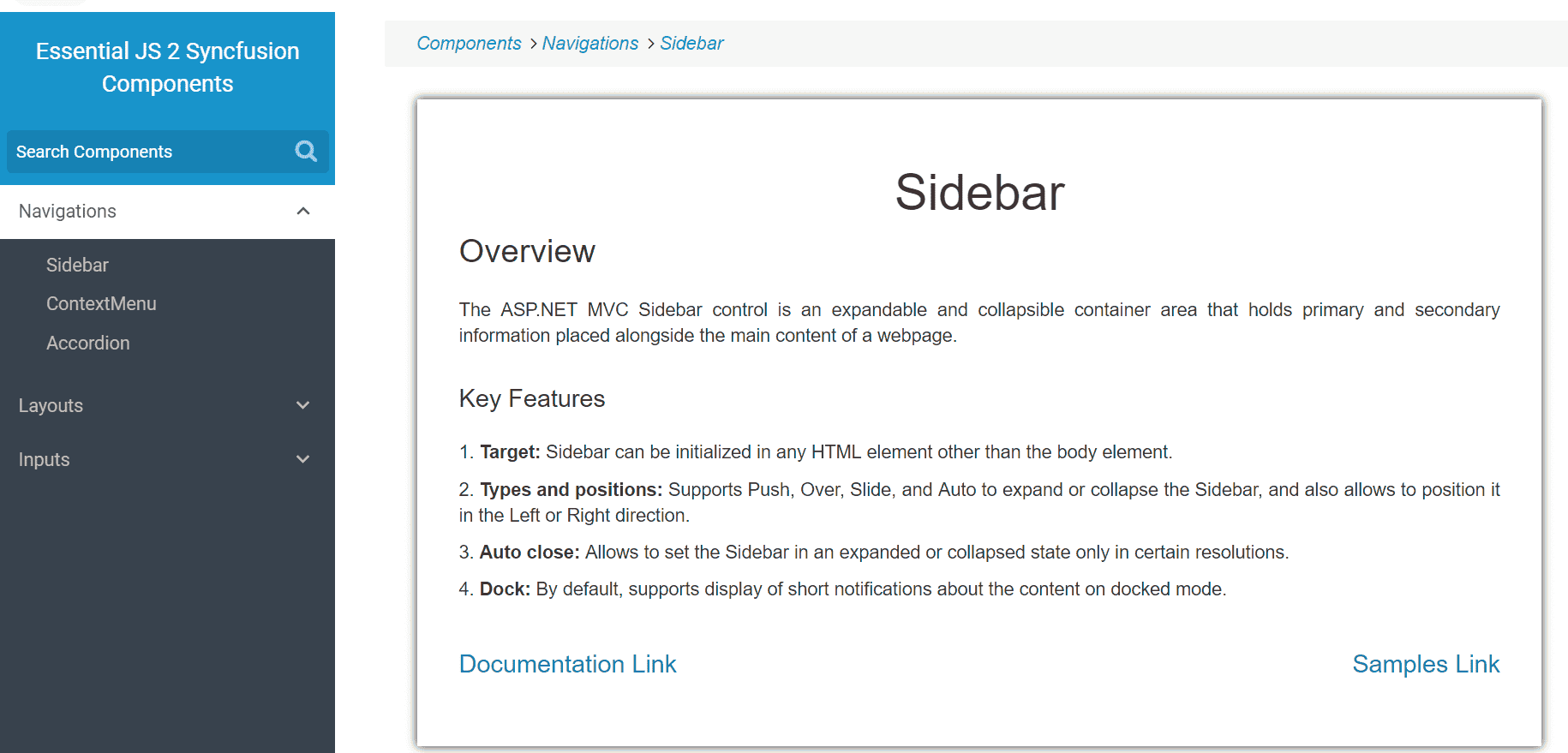 Layout Page Sidebar in MVC Sidebar Component