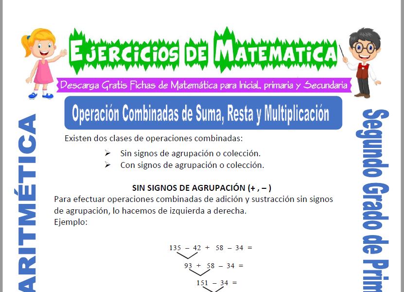 Ejercicios de Operaciones Combinadas de Suma, Resta y Multiplicación