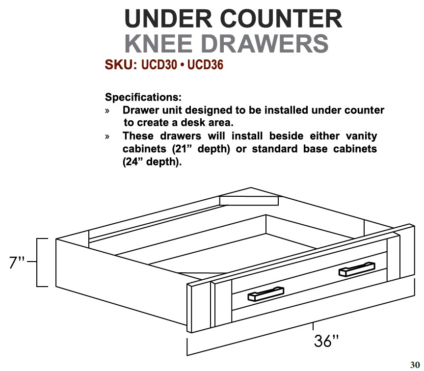 Nuvelle UNDER COUNTER KNEE DRAWER elitekitchenandbathconcepts