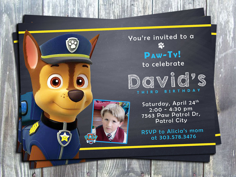 Paw Patrol Chase Birthday Party Printable Invitation