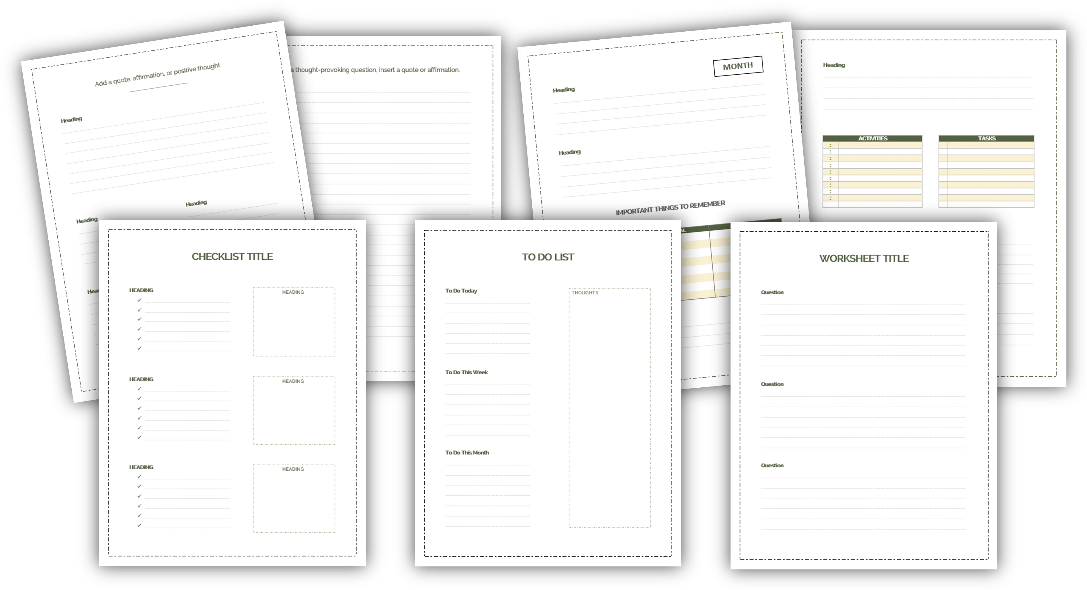 FillinTheBlanks Templates For Journals, Planners, Worksheets, ToDo