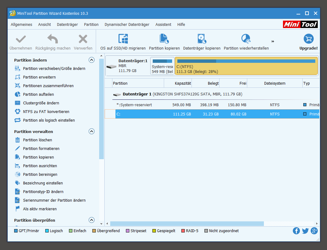 MiniTool Partition Wizard auf Deutsch eKiwiBlog.de