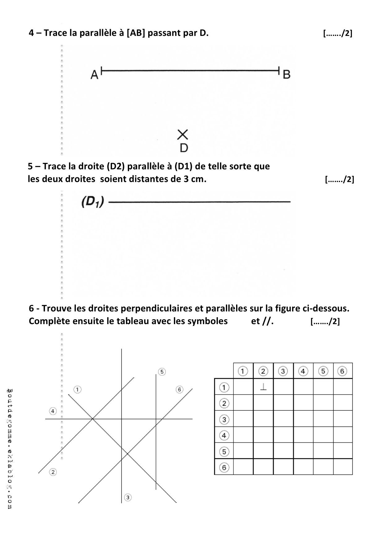 Exercices Droites Parallèles Et Perpendiculaires à Imprimer Cm2