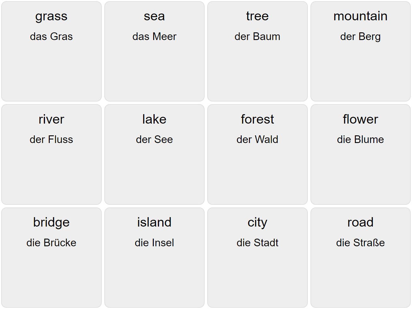 Vegetables in German Vocabulary Game