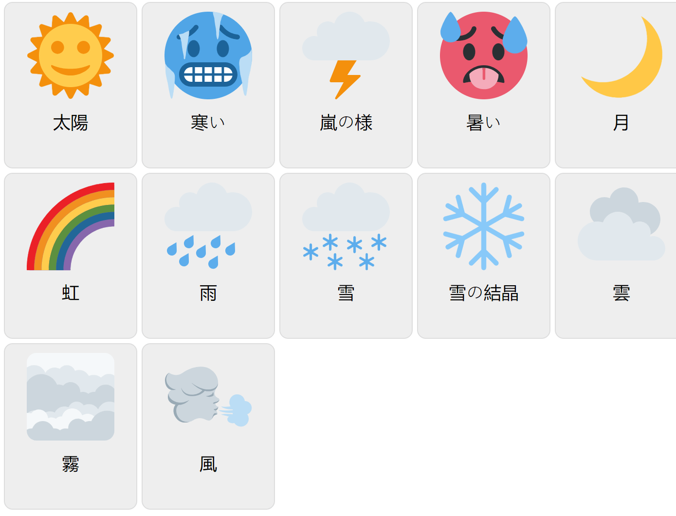 Weather in Japanese Vocabulary Game