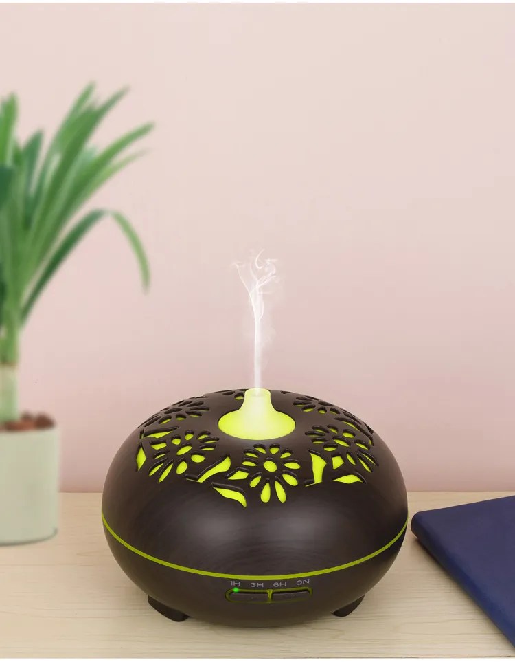 500ML wood grain LED humidificadores ultrasonic evaporative personal