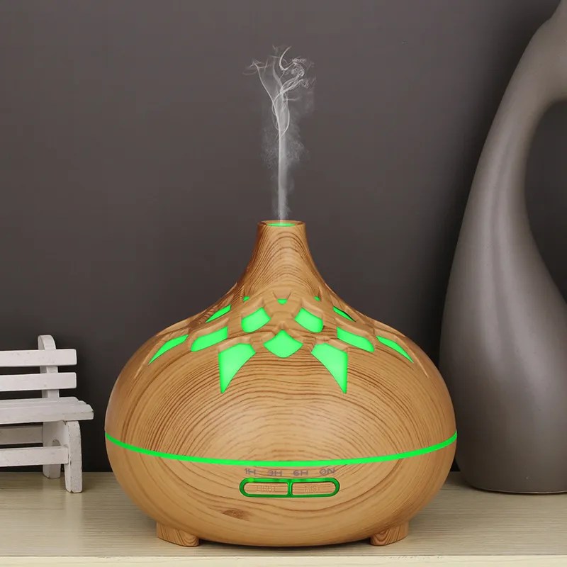 500ML wood grain LED humidificadores ultrasonic evaporative personal