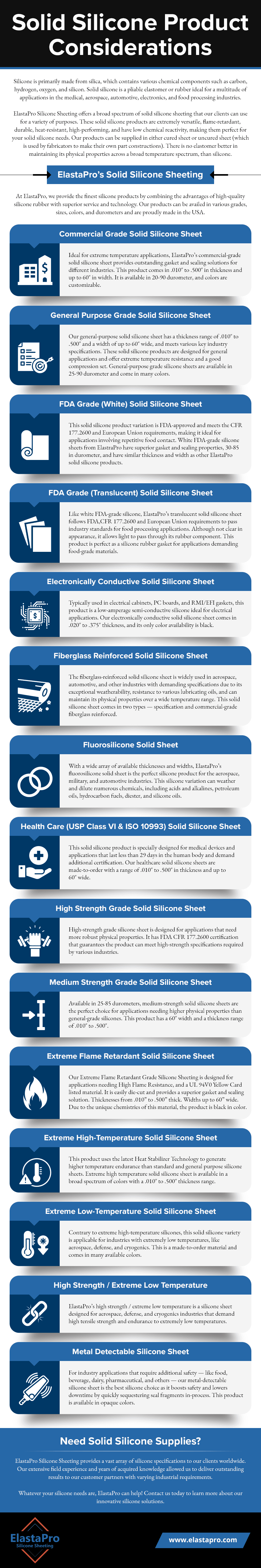Solid Silicone Product Considerations ELASTAPRO SILICONE SHEETING